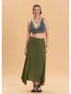 Khaki Asymmetrical Skirt with Zipper Detail and Slit 4639